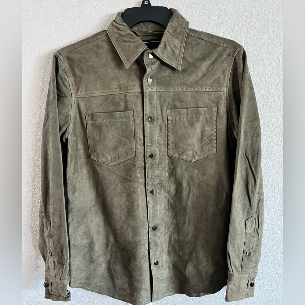 💚 Sophisticated Blank NYC Men’s Goatskin Leather Shirt Jacket 💚 - Picture 3 of 12
